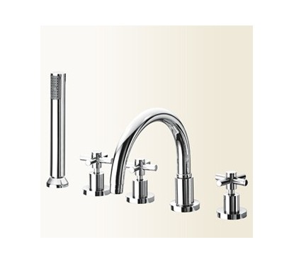 YUPPY Batteria bordo vasca con vitoni ceramici finitura cromo