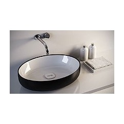 METAMORFOSI Lavabo da appoggio Ovale finitura celeste e nero