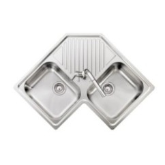 REFRESH lavello in acciaio inox a due vasche + gocciolatoio finitura satinato