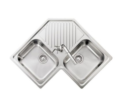 REFRESH lavello in acciaio inox a due vasche + gocciolatoio finitura satinato