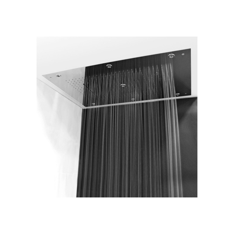 RECTANGULAR Soffione ad incasso rettangolare 500x400 getto pioggia in acciaio inox finitura super mirror
