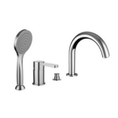 SALLY Batteria monocomando bordo vasca quattro fori con deviatore e bocca finitura dorato