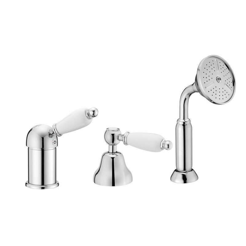 NEW OLD Batteria monocomando bordo vasca con deviatore e doccetta finitura oro rosa