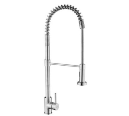 FRIDA Monocomando lavello alto con molla in acciaio inox finitura acciaio spazzolato