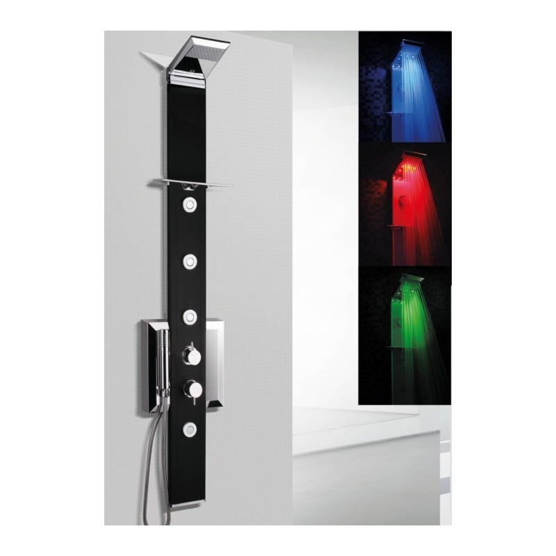 EVO 140 pannello doccia CROMOTERAPIA monocomando h.140 finitura nero