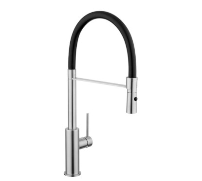 DYLAN Miscelatore monocomando lavello inox 316L bocca flessibile finitura satinato