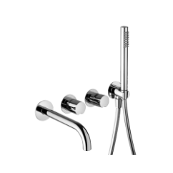 ARKA miscelatore per vasca incasso con leva deviatore e bocca di erogazione con kit doccia finitura cromo