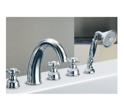 PAPIRO batteria bordo vasca con kit doccia finitura cromo-oro