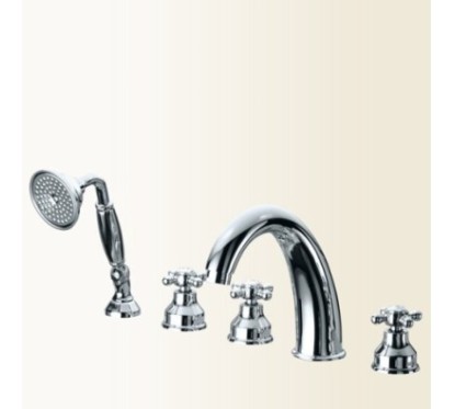 PAPIRO batteria bordo vasca con kit doccia finitura cromo-oro