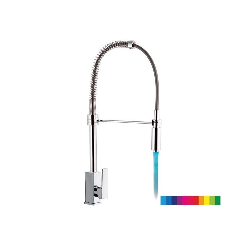 COLOR & AMBIENT monocomando lavello a molla con luce LED finitura cromo