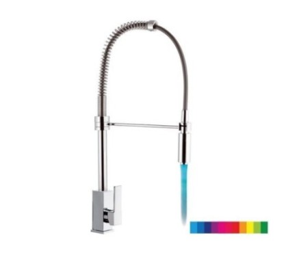 COLOR & AMBIENT monocomando lavello a molla con luce LED finitura cromo