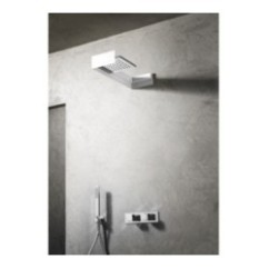 Soffione a parete in acciaio inox + ABS 200x200 mm finitura bianco opaco/cromo