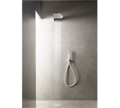 Soffione a parete in acciaio inox + ABS 200x200 mm finitura bianco opaco/cromo