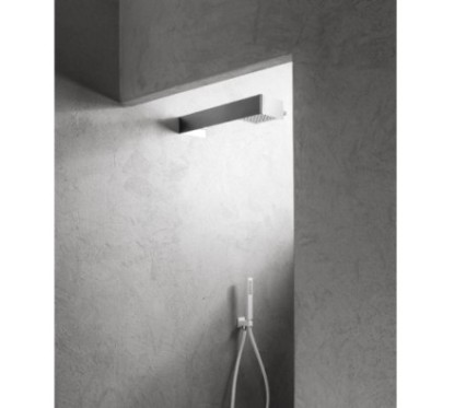 Soffione a parete in acciaio inox + ABS 200x200 mm finitura bianco opaco/cromo