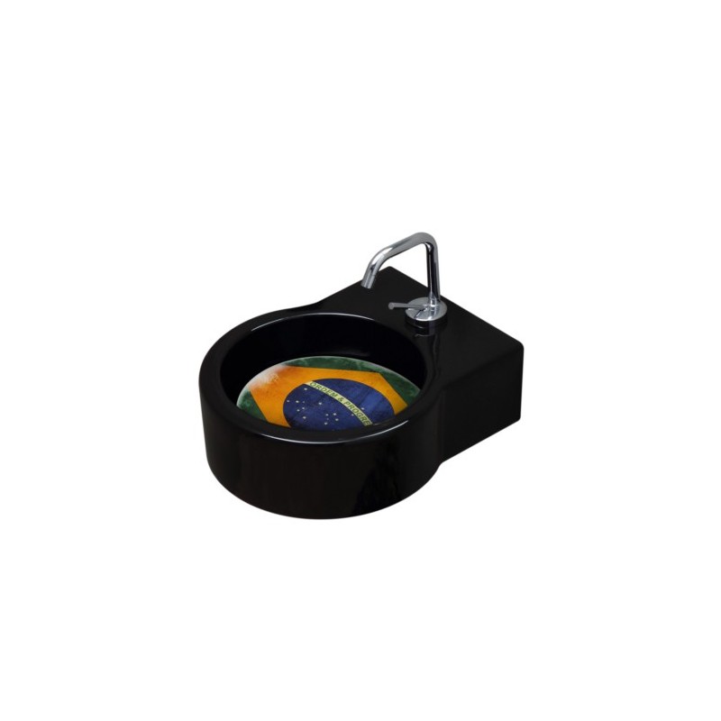 TURN lavabo d'appoggio finitura nero + piastra Brasile
