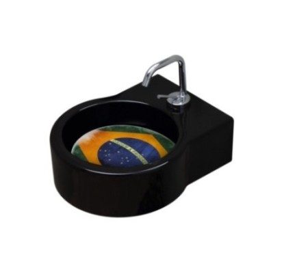 TURN lavabo d'appoggio finitura nero + piastra Brasile