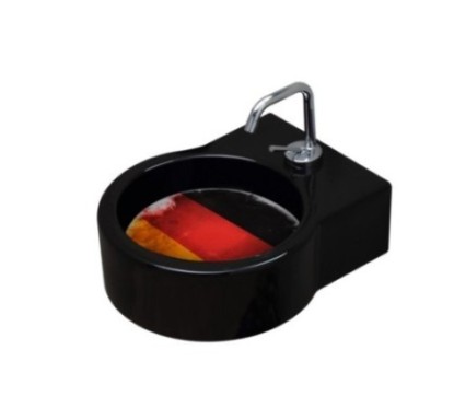 TURN lavabo d'appoggio finitura nero + piastra Germania