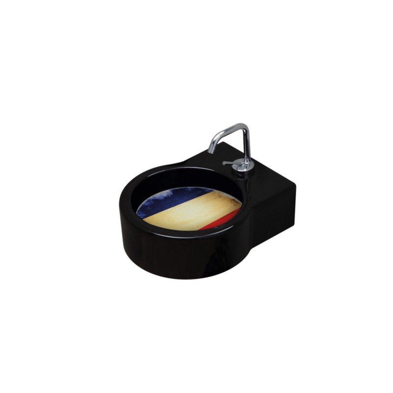 TURN lavabo d'appoggio finitura nero + piastra Francia
