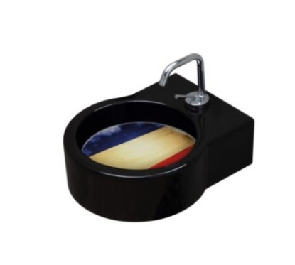 TURN lavabo d'appoggio finitura nero + piastra Francia