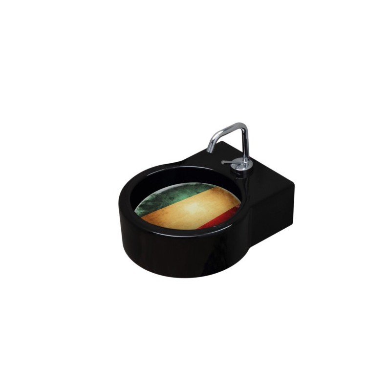 TURN lavabo d'appoggio finitura nero + piastra Italia