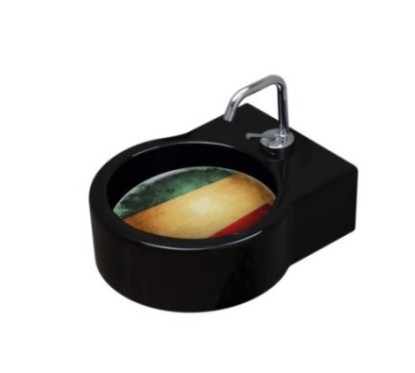 TURN lavabo d'appoggio finitura nero + piastra Italia