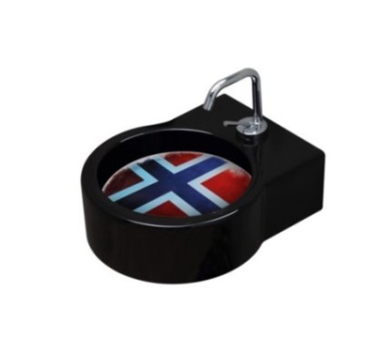 TURN lavabo d'appoggio finitura nero + piastra Norvegia