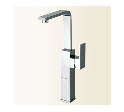 NEW SPACE Miscelatore monocomando per lavabo con canna alta, prolunga 130 mm finitura nickel spazzolato