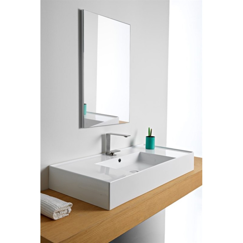 TEOREMA 2.0 100 DOUBLE SHELF lavabo da appoggio o sospeso