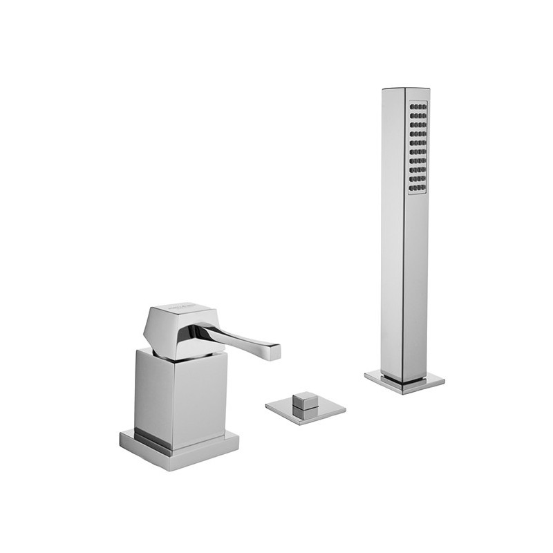 EOS Batteria monocomando bordo vasca con deviatore e doccetta finitura dorato