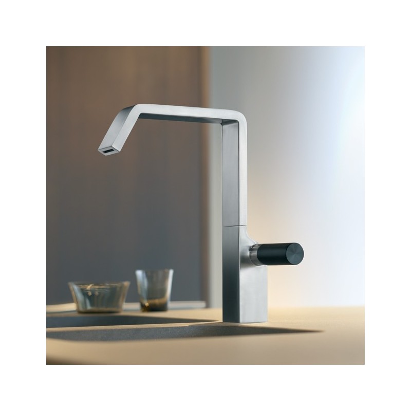 OCEAN miscelatore lavello in acciaio inossidabile leva pomello nero