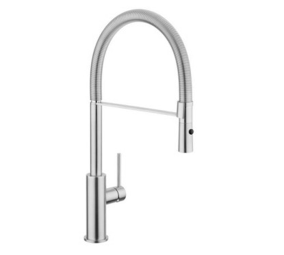 DYLAN Miscelatore monocomando lavello inox 316L bocca molla flessibile finitura satinato