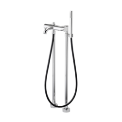 TONDì Monocomando vasca con colonne a pavimento flessibile Silitech e doccia in ABS finitura cromo