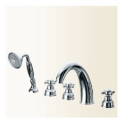 PAPIRO batteria bordo vasca con kit doccia finitura nickel spazzolato