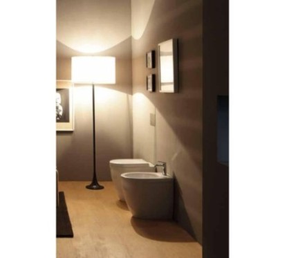 YOUNG vaso + bidet a terra finitura bianco lucido