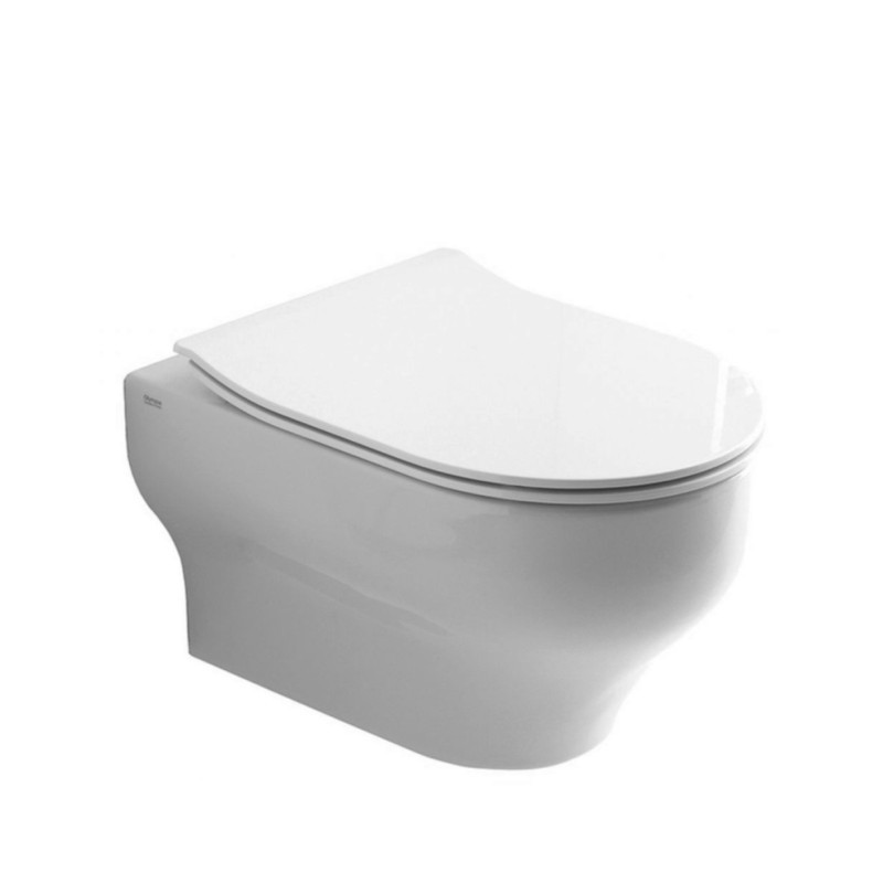 CLEAR Vaso sospeso Rimless bianco opaco con coprivaso slim caduta rallentata bianco opaco