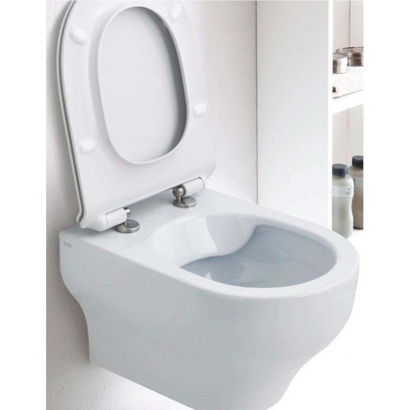 CLEAR Vaso sospeso Rimless bianco opaco con coprivaso slim caduta rallentata bianco opaco