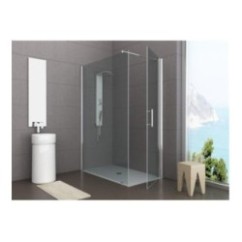 PANORAMA Box doccia Angolare fix+battente cm 140x80 finitura argento satinato (misura 78/80-138/140 h.200)