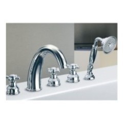 PAPIRO batteria bordo vasca con kit doccia finitura oro