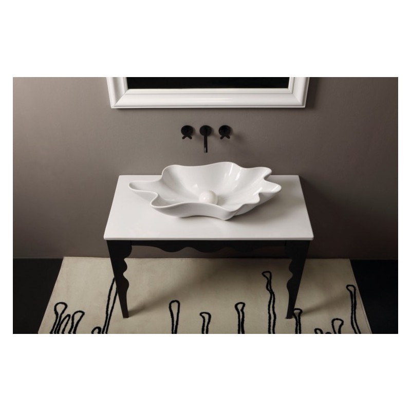 SHELL lavabo d'appoggio finitura bianco lucido