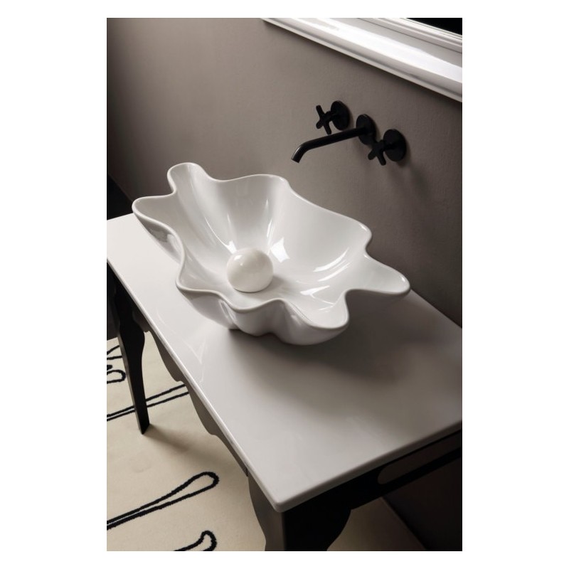 SHELL lavabo d'appoggio finitura bianco lucido