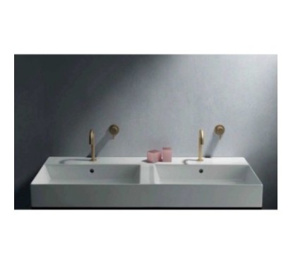 MEG PRO Lavabo sospeso doppio bacino cm 121 x 46 finitura bianco mat