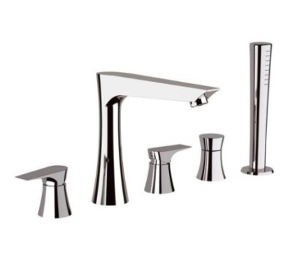 DIVA batteria bordo vasca con doccetta estraibile finitura cromo