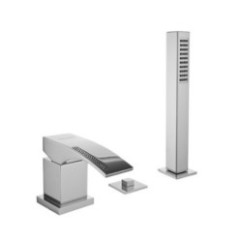 CRYSTAL Batteria monocomando bordo vasca con deviatore e doccetta finitura oro