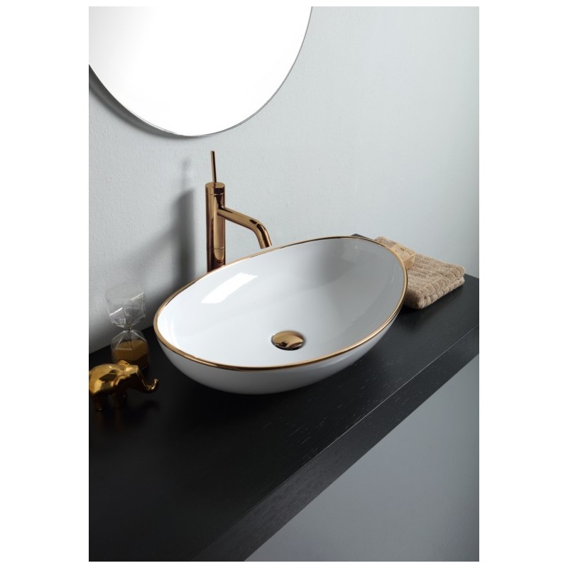 VESSEL lavabo d'appoggio finitura filo oro