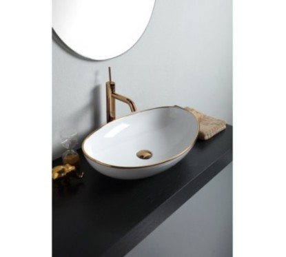 VESSEL lavabo d'appoggio finitura filo oro