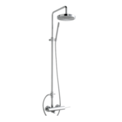 THOR Monocomando doccia esterno con colonna, deviatore, soffione, flessibile e doccia finitura cromo