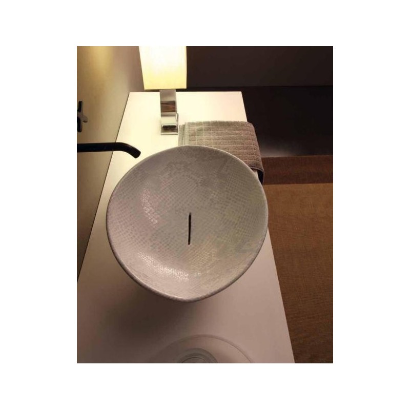 AFYA lavabo d'appoggio finitura pitone bianco