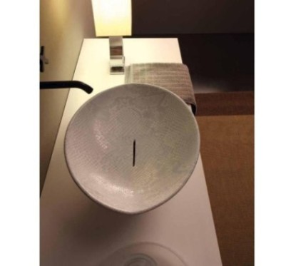 AFYA lavabo d'appoggio finitura pitone bianco