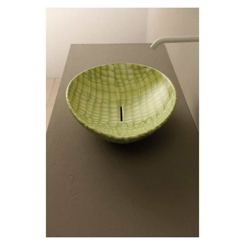 AFYA lavabo d'appoggio finitura pelle verde affondante