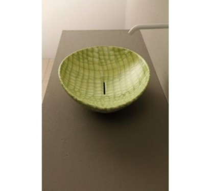 AFYA lavabo d'appoggio finitura pelle verde affondante